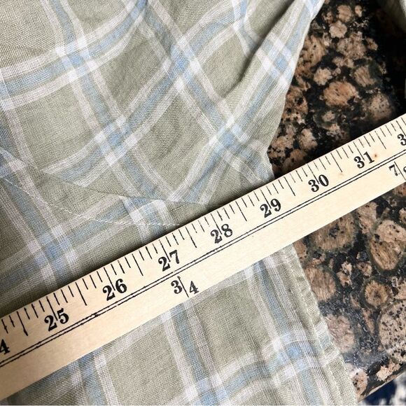 Peter Millar 100% Linen Button-Up Shirt Green Plaid Size XXL - Picture 5 of 6